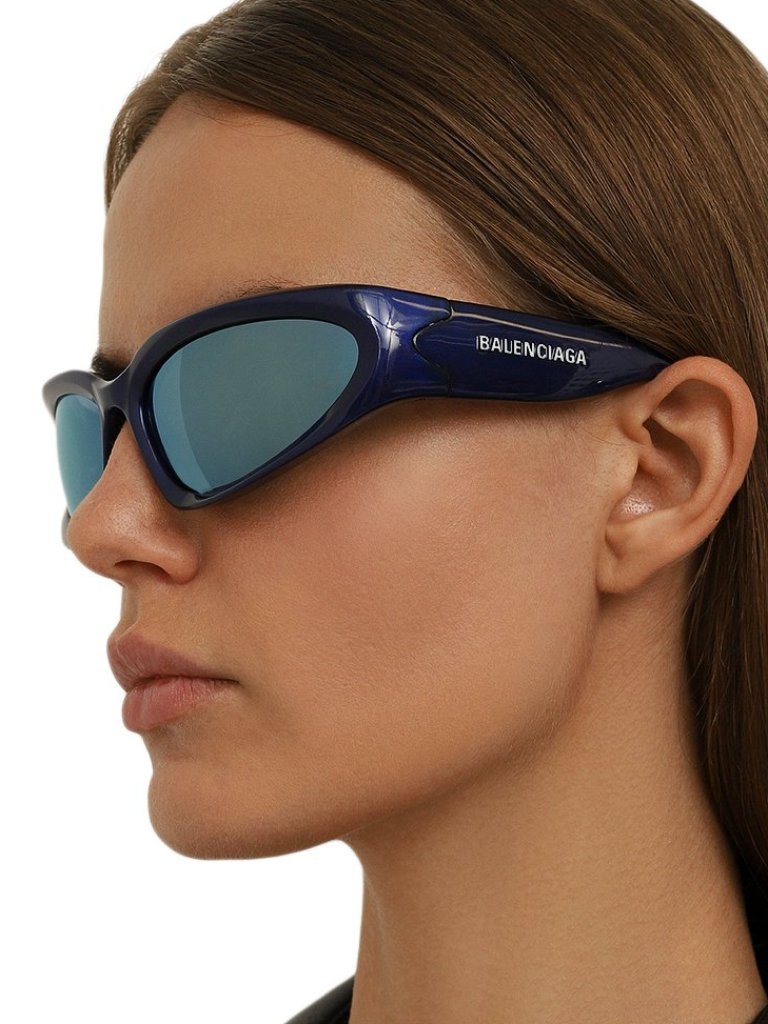 New Balenciaga Bb0157s 009 Blue Unisex Sunglasses Balenciaga Eyewear